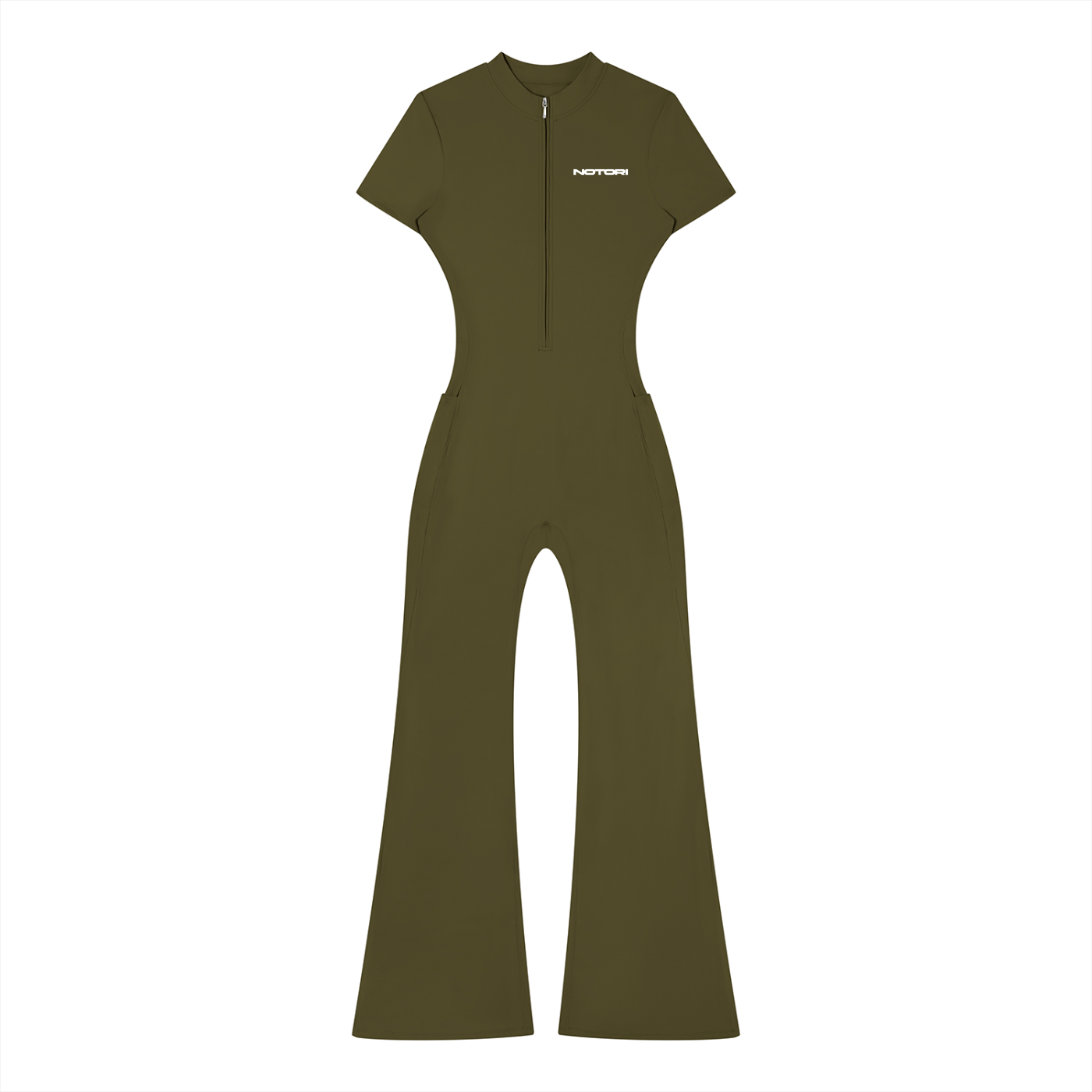 Women’s Tight Flared Leg Quarter-Zip Jumpsuit